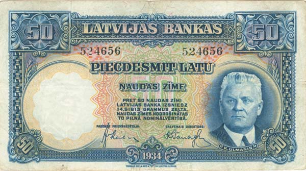 Latvia - 50 Latu - P-20a - 1934 dated Foreign Paper Money